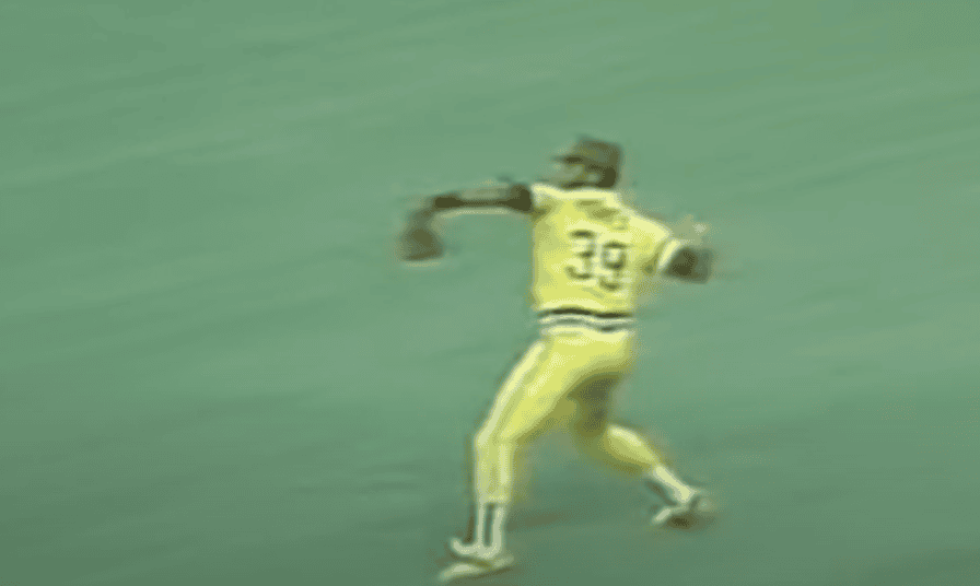 Dave Parker showcasing his powerful arm during the 1979 All-Star Game.